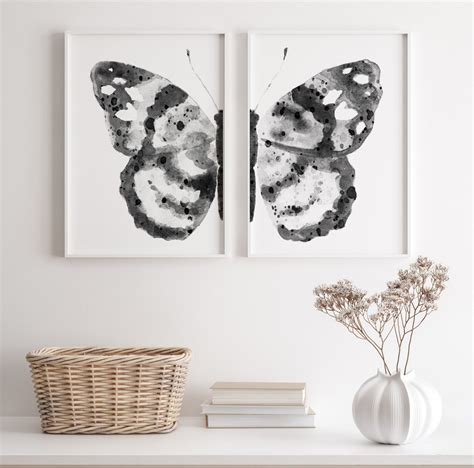 Butterfly Print, Extra Large Wall Decor, Two Piece Modern Wall Art ...