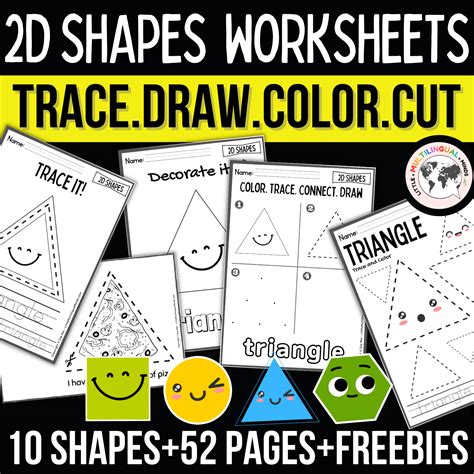 2D Shapes Worksheets: Tracing Shapes, Drawing Shapes | Pre-K ...