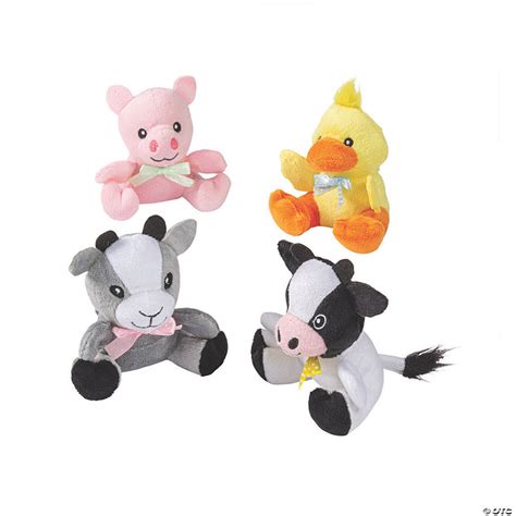 Easter Stuffed Farm Animals with Pastel Bow - 12 Pc. | Oriental Trading