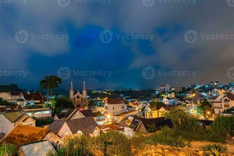 Da Lat City by night, the mist magical night, hiden in the fog and ...