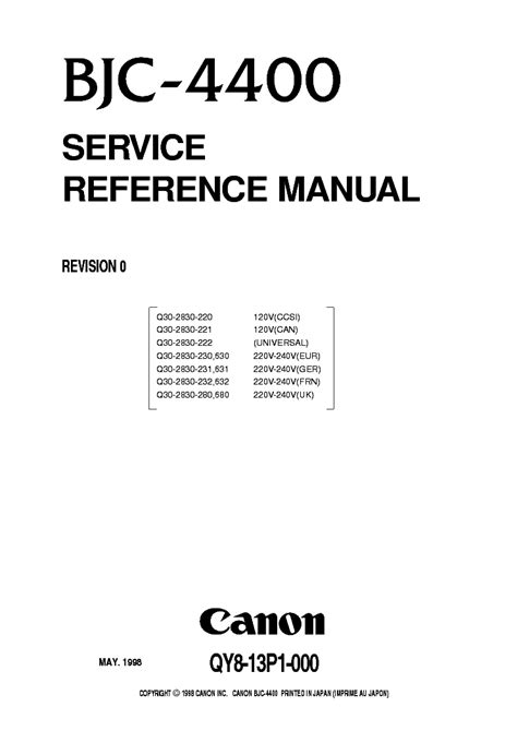 CANON BJC4300 4400SM Service Manual download, schematics, eeprom ...