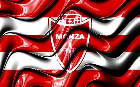 Monza FC bandeira, vermelho e branco 3D ondas, Serie A, clube de ...