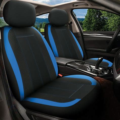 "Auto Drive 2 Piece Seat Covers and Headrest Covers, Black and Blue ...