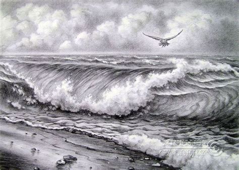 Pencil drawings. Drawing. Wave. Kulagin Oleg | Landscape pencil ...