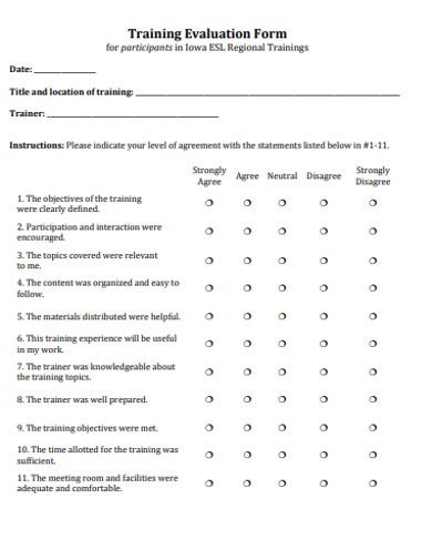 Training Evaluation Form - 21+ Examples, Format, Pdf