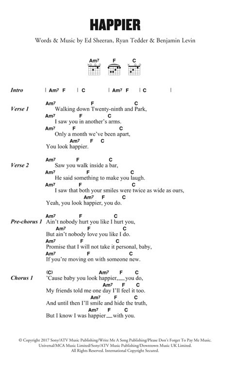 Happier by Ed Sheeran - Guitar Chords/Lyrics - Guitar Instructor