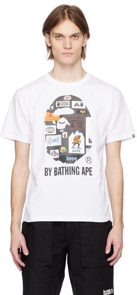 White Multi Label T-Shirt by BAPE on Sale