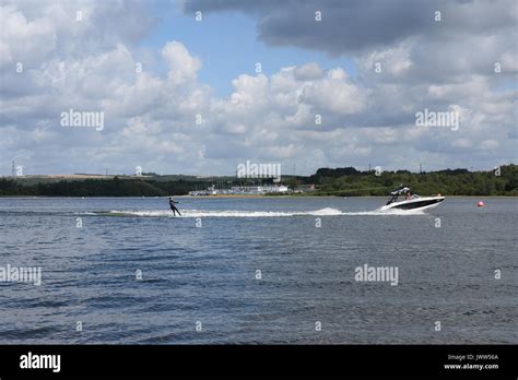 Wakeboarding on Chasewater Country Park on a warm summers day ...