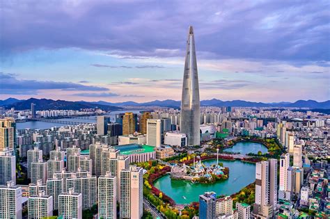 Download Lotte World Tower Seoul Skyline Wallpaper | Wallpapers.com