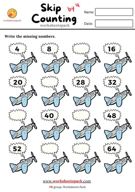 Count by 4 free number worksheets - worksheetspack