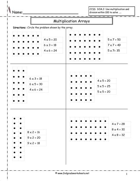 Multiplication Arrays Worksheets | Array worksheets, Array math, Math ...