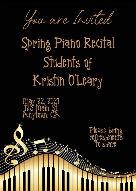 PIANO RECITAL Invitation Template-Decorative keyboard-instant download ...