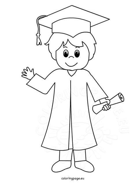 Cartoon Smiling Graduation Boy – Coloring Page