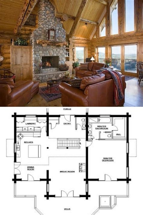 4-Bedroom Two-Story Goode Log Home with an Expansive Front Deck (Floor ...