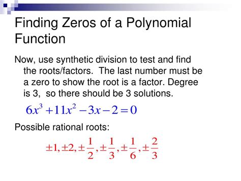 PPT - Lesson 3.4 – Zeros of Polynomial Functions Rational Zero Theorem ...