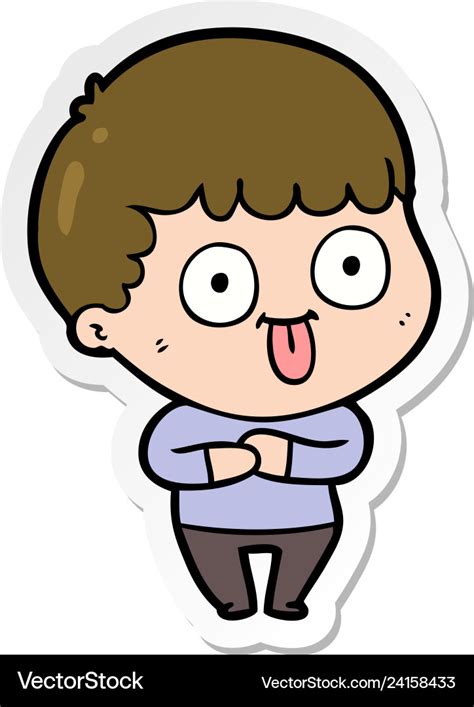 Sticker of a cartoon dumb kid Royalty Free Vector Image