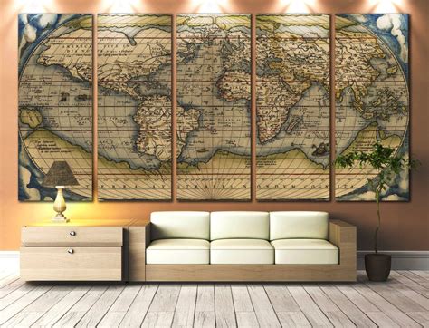 LARGE Wall Art World Map Canvas Print / Vintage World Map Print ...