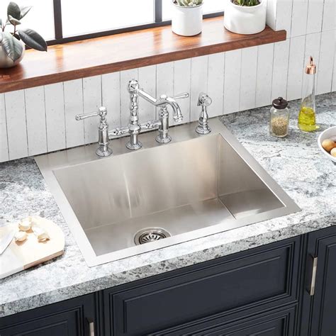 25" Sitka Stainless Steel Drop-In Kitchen Sink - 4-Hole - Kitchen