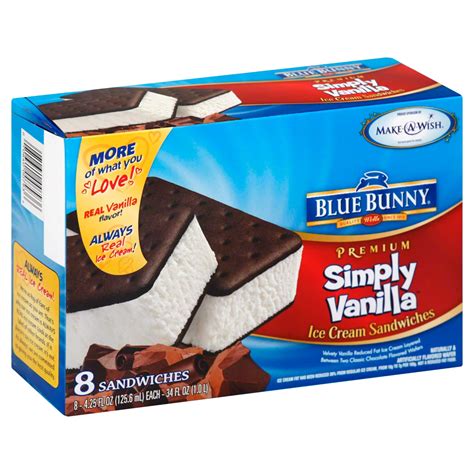 Blue Bunny Simply Vanilla Ice Cream Sandwiches - Shop Cones ...