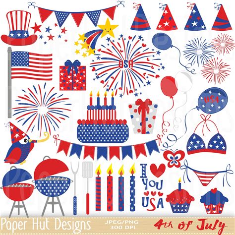 4th of July Clipart-4th of July Clip Art-Independence Day | Etsy