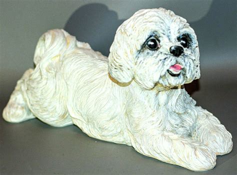 Cremation Urn Bolonka Maltese Ashes Memorial Statue Dog Grave Ornament ...