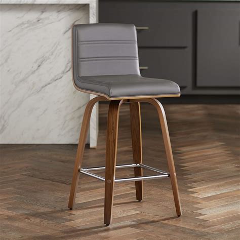 Vienna 25 1/4" Gray Faux Leather Modern Swivel Counter Stool - #1J162 ...