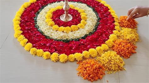 2 Diwali Flower Rangoli designs || Diwali flower decoration ideas at ...