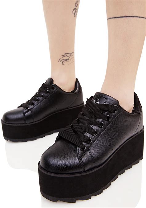 Y.R.U. Black Lala Platform Sneakers | Dolls Kill