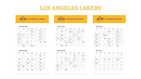 Free Los Angeles Lakers Schedule template