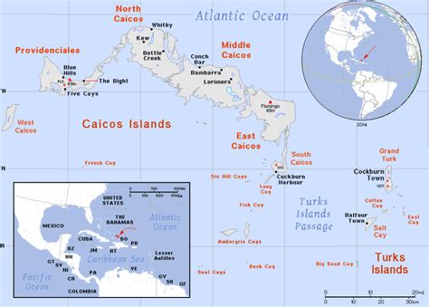 The map of Turks and Caicos - Key Caribe