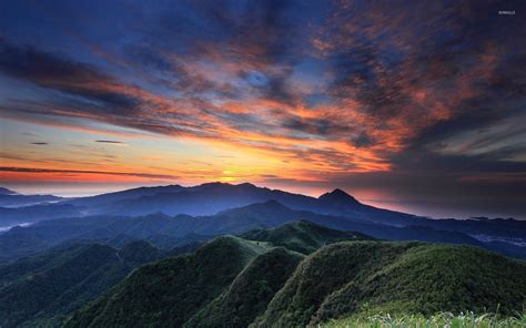 Beautiful dusk sky over the mountain range wallpaper - Nature ...