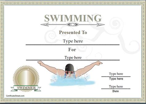 Sports Certificate - Certificate of achievement in Swimming ...