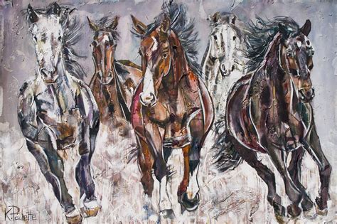 Horses Painting Canvas Art Abstract - stampede galloping - Kent Paulette