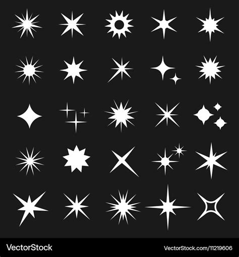 White twinkling stars isolated on dark Royalty Free Vector