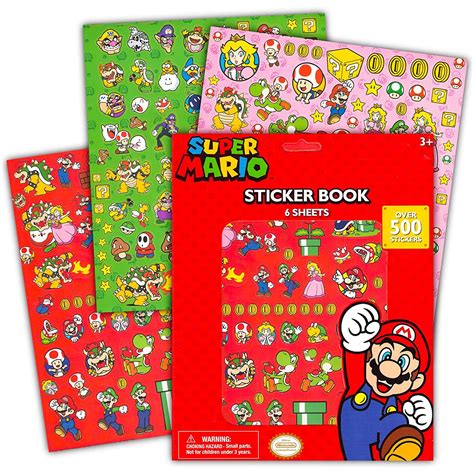 Super Mario bros. Sticker Sheets, 6 Count | Party Expert