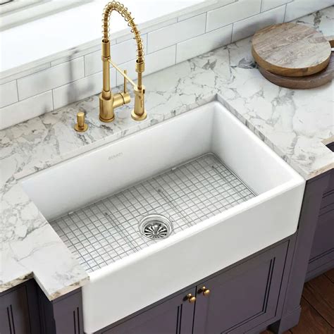 33" Fireclay Reversible Single Basin Farmhouse Sink | Cabinets To Go