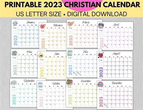 2023 Christian Printable Calendar, Christian Calendar, Printable ...