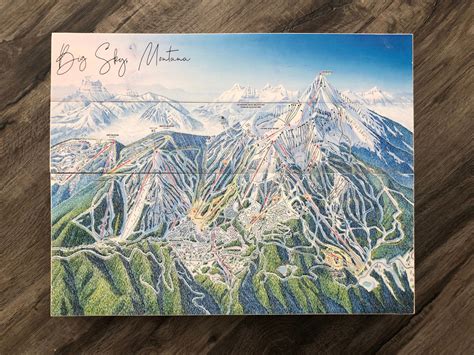 Big Sky Resort Trail Map on Wood – Willie & Dolly Designs