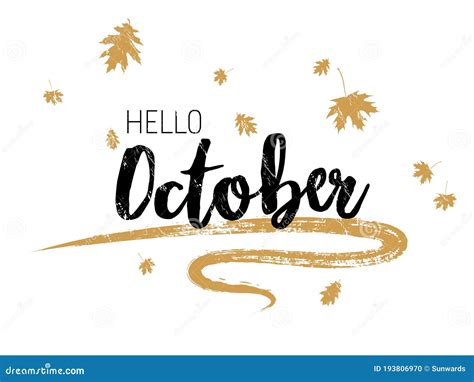 Hello October Autumn Seasonal Calligraphic Banner Stock Vector ...