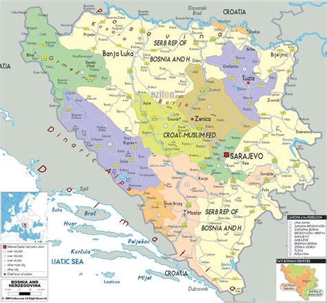 Detailed political and administrative map of Bosnia and Herzegovina ...