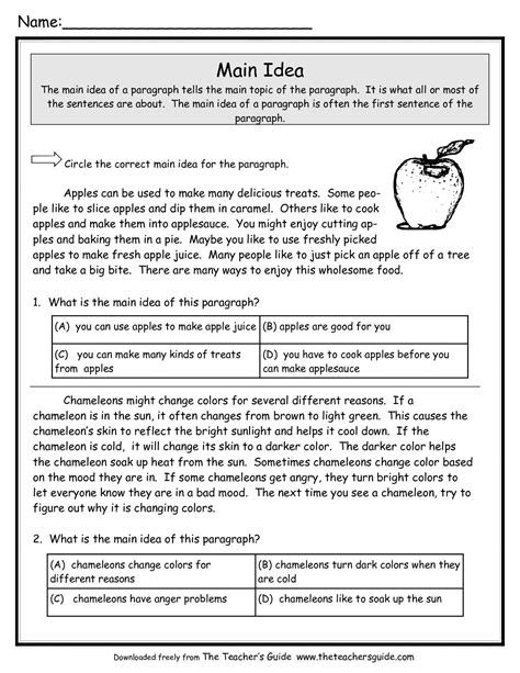 Main Idea Worksheets from The Teacher's ... | Main idea worksheet, Main ...