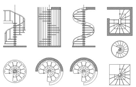 Spiral staircase elevation designs, Staircase design and elevation dwg ...