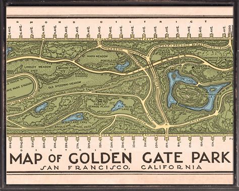 1947 Golden Gate Park Map Reprint Mid-century San Francisco - Etsy