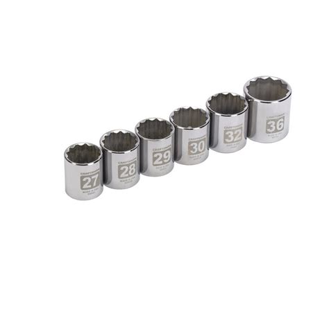 Craftsman CMMT34575 Metric 12 Point Socket Set, 1/2 inch, 6 Piece ...