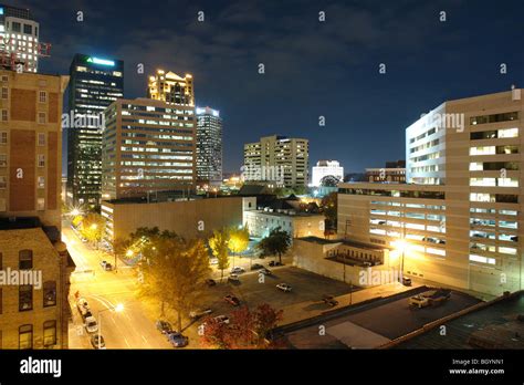 Birmingham, Al, Alabama, Downtown, skyline, evening, aerial Stock Photo ...