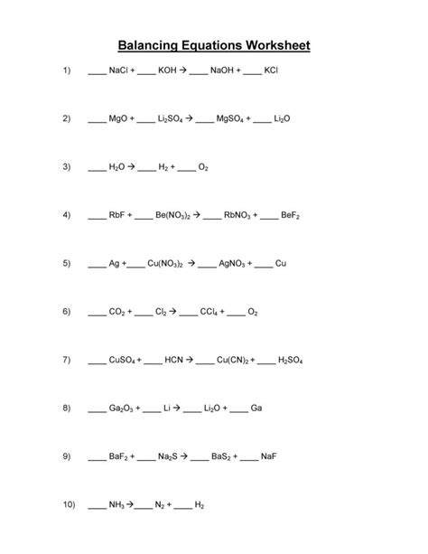 49 Balancing Chemical Equations Worksheets [with Answers]