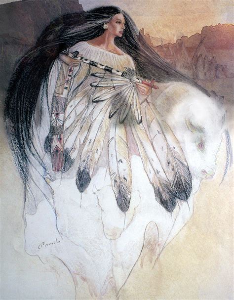 White Buffalo Calf Woman Painting by Pamela Mccabe