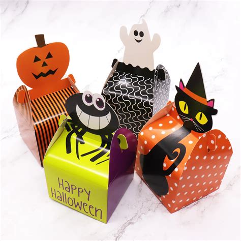 10pcs Halloween Food Packaging Box Spider,Pumpkin,Cat,Ghost Candy Boxes ...