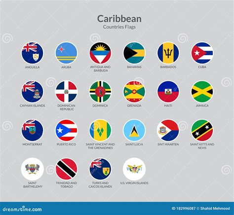 Caribbean Countries Countries Flag Icons Collection Stock Vector ...