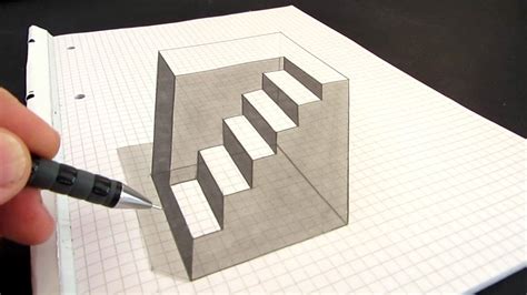 3D Cube Illusion Drawing - deep cool